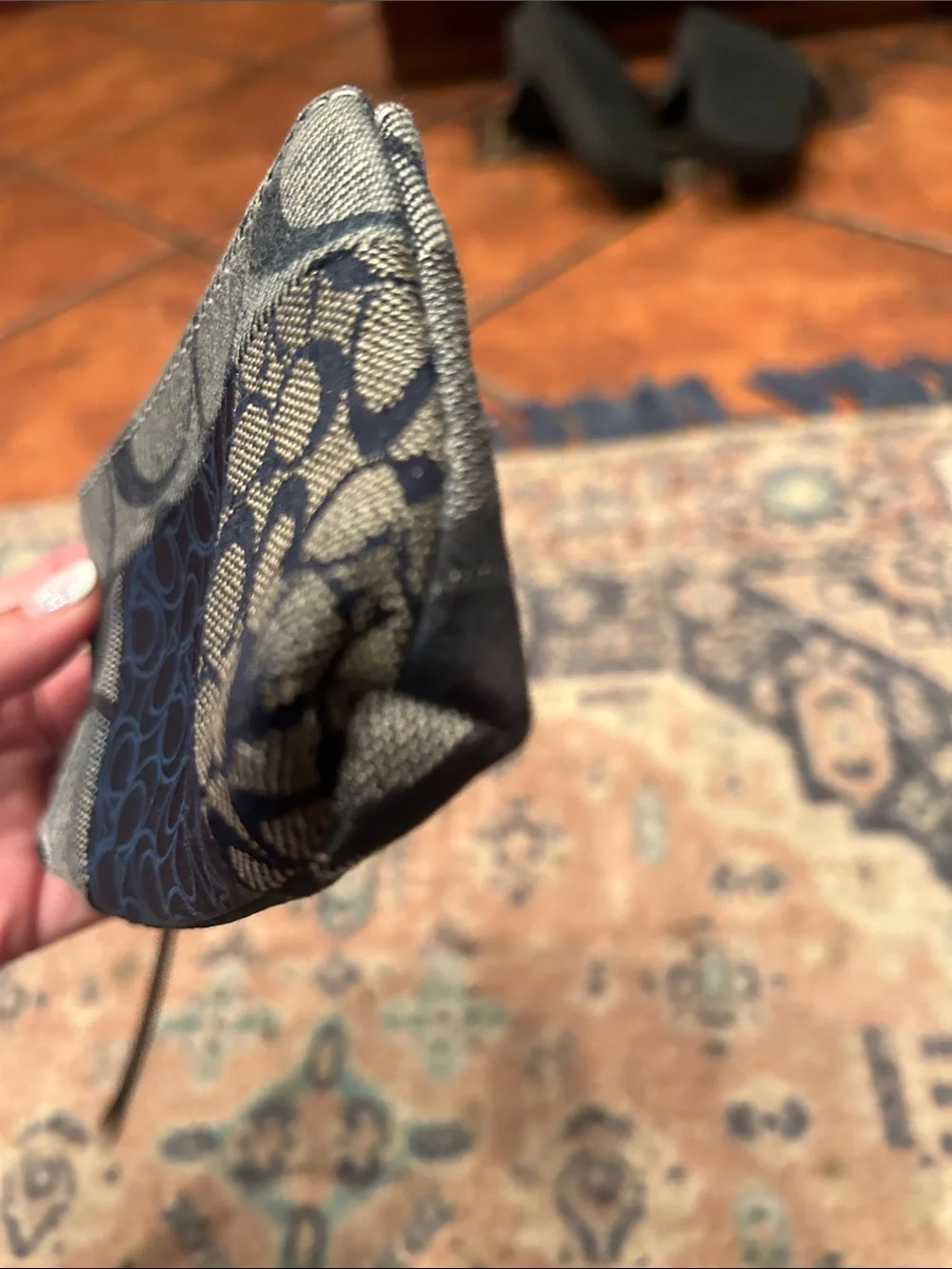 Y2K COACH Navy and Black Patterned Wristlet
